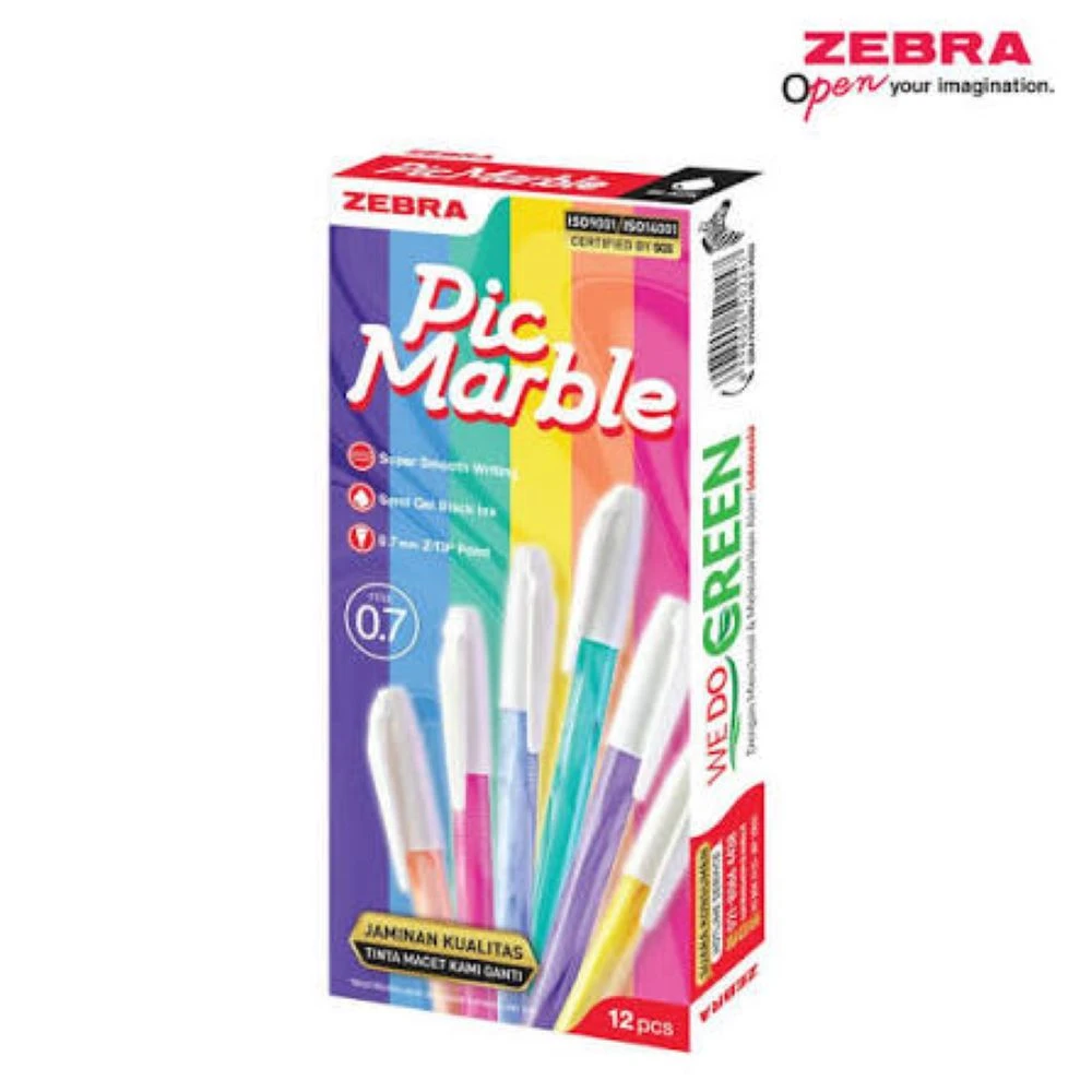 Pulpen Zebra Pic Marble Tinta Hitam 0.7mm Ballpoint